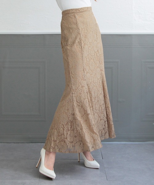 Julia Boutique（ジュリアブティック）の「総レースロングマーメイドスカート/22064（スカート・レディース・ブラック/パープル/ネイビー/ピンク/ブルー/アイボリー/オレンジ系・ONE）」の7枚目の写真