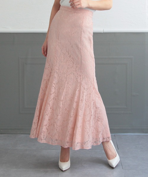 Julia Boutique（ジュリアブティック）の「総レースロングマーメイドスカート/22064（スカート・レディース・ブラック/パープル/ネイビー/ピンク/ブルー/アイボリー/オレンジ系・ONE）」の6枚目の写真