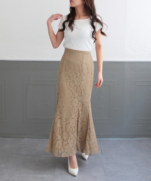 Julia Boutique（ジュリアブティック）の「総レースロングマーメイドスカート/22064（スカート・レディース・ブラック/パープル/ネイビー/ピンク/ブルー/アイボリー/オレンジ系・ONE）」の16枚目の写真