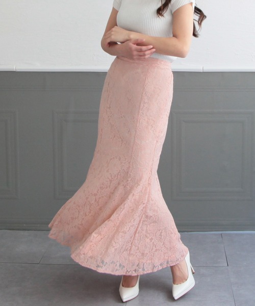 Julia Boutique（ジュリアブティック）の「総レースロングマーメイドスカート/22064（スカート・レディース・ブラック/パープル/ネイビー/ピンク/ブルー/アイボリー/オレンジ系・ONE）」の15枚目の写真