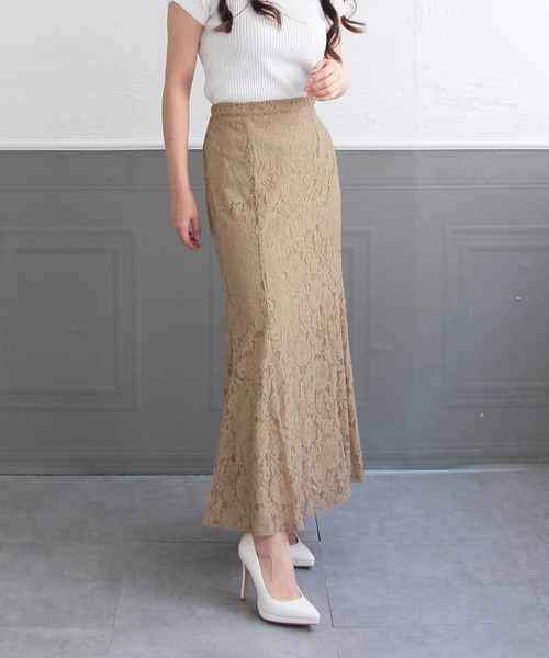 Julia Boutique（ジュリアブティック）の「総レースロングマーメイドスカート/22064（スカート・レディース・ブラック/パープル/ネイビー/ピンク/ブルー/アイボリー/オレンジ系・ONE）」の17枚目の写真