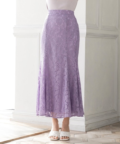 Julia Boutique（ジュリアブティック）の「総レースロングマーメイドスカート/22064（スカート・レディース・ブラック/パープル/ネイビー/ピンク/ブルー/アイボリー/オレンジ系・ONE）」の18枚目の写真