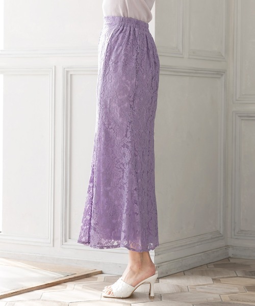 Julia Boutique（ジュリアブティック）の「総レースロングマーメイドスカート/22064（スカート・レディース・ブラック/パープル/ネイビー/ピンク/ブルー/アイボリー/オレンジ系・ONE）」の19枚目の写真