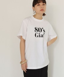【shemoshelly】WEB限定5.6オンス80'sレトロスローガンロゴTシャツ