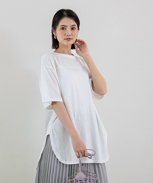 Doux Belle(ドゥーベル)の「サイドスリット入りビックシルエットTシャツ(Tシャツ/カットソー・レディース・パープル/ブルー/グリーン/グレー/ホワイト/ブラック・FREE)」の12枚目の写真