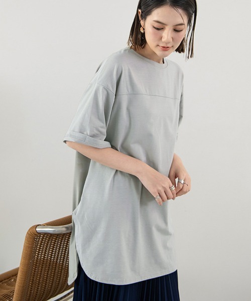 Doux Belle(ドゥーベル)の「サイドスリット入りビックシルエットTシャツ(Tシャツ/カットソー・レディース・パープル/ブルー/グリーン/グレー/ホワイト/ブラック・FREE)」の17枚目の写真