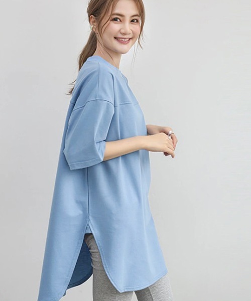 Doux Belle(ドゥーベル)の「サイドスリット入りビックシルエットTシャツ(Tシャツ/カットソー・レディース・パープル/ブルー/グリーン/グレー/ホワイト/ブラック・FREE)」の19枚目の写真