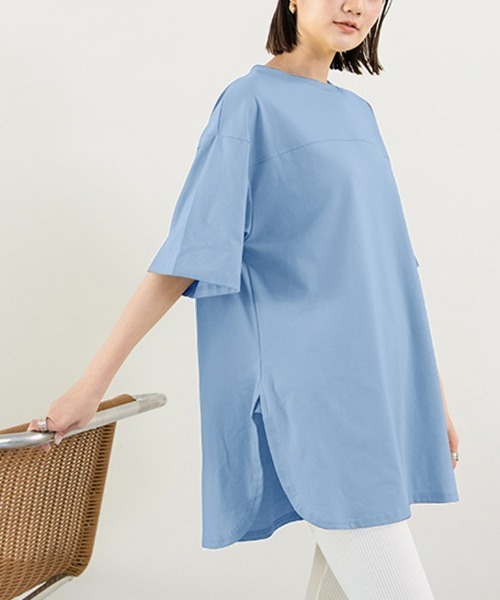 Doux Belle(ドゥーベル)の「サイドスリット入りビックシルエットTシャツ(Tシャツ/カットソー・レディース・パープル/ブルー/グリーン/グレー/ホワイト/ブラック・FREE)」の20枚目の写真