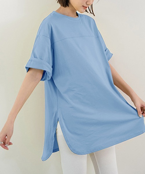 Doux Belle(ドゥーベル)の「サイドスリット入りビックシルエットTシャツ(Tシャツ/カットソー・レディース・パープル/ブルー/グリーン/グレー/ホワイト/ブラック・FREE)」の22枚目の写真