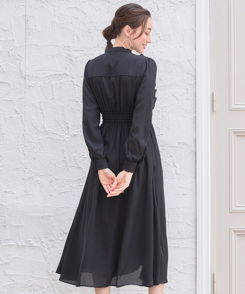 DRESS PLUS(ドレスプラス)の「パーティードレス ハイウエスト ゴム ボウタイワンピース フレア(ドレス・レディース・ブラック/ブルー/スモークピンク・S/M/L)」の10枚目の写真