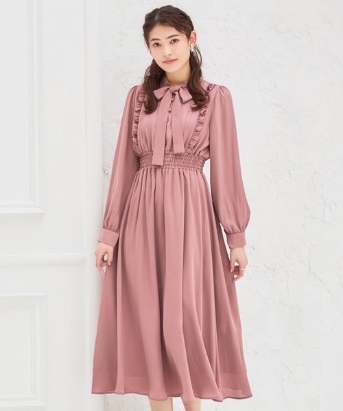 DRESS PLUS(ドレスプラス)の「パーティードレス ハイウエスト ゴム ボウタイワンピース フレア(ドレス・レディース・ブラック/ブルー/スモークピンク・S/M/L)」の18枚目の写真