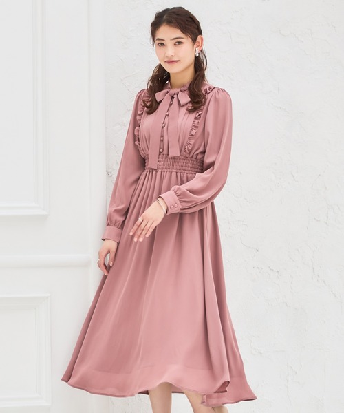 DRESS PLUS(ドレスプラス)の「パーティードレス ハイウエスト ゴム ボウタイワンピース フレア(ドレス・レディース・ブラック/ブルー/スモークピンク・S/M/L)」の19枚目の写真