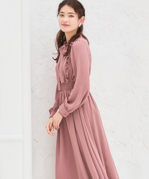 DRESS PLUS(ドレスプラス)の「パーティードレス ハイウエスト ゴム ボウタイワンピース フレア(ドレス・レディース・ブラック/ブルー/スモークピンク・S/M/L)」の21枚目の写真