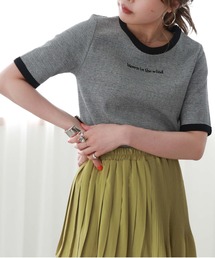 刺繍入りリブボーダーリンガーＴ