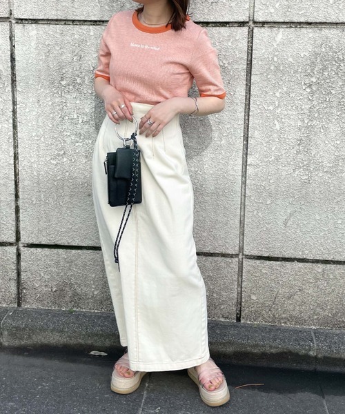 archives（アルシーヴ）の「刺繍入りリブボーダーリンガーＴ（Tシャツ/カットソー・レディース・ブラック/ピンク/オレンジ/グリーン・MEDIUM）」の15枚目の写真