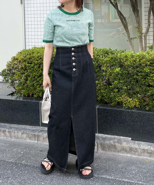 archives（アルシーヴ）の「刺繍入りリブボーダーリンガーＴ（Tシャツ/カットソー・レディース・ブラック/ピンク/オレンジ/グリーン・MEDIUM）」の20枚目の写真