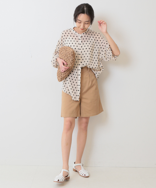 SLOBE IENA(スローブイエナ)の「スーピマチノクロスショーツ(その他パンツ・レディース・ベージュ/ネイビー・36/38)」の3枚目の写真