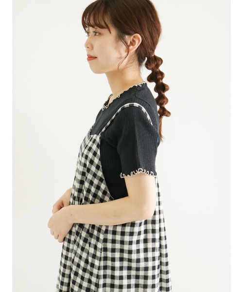 Samansa Mos2（サマンサ モスモス）の「トタンテレコ配色メロー半袖カットソー（Tシャツ/カットソー・レディース・ブラック/イエロー/ラベンダー/キナリ・ﾌﾘ-）」の11枚目の写真