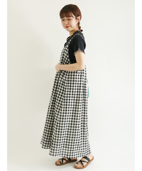 Samansa Mos2（サマンサ モスモス）の「トタンテレコ配色メロー半袖カットソー（Tシャツ/カットソー・レディース・ブラック/イエロー/ラベンダー/キナリ・ﾌﾘ-）」の9枚目の写真