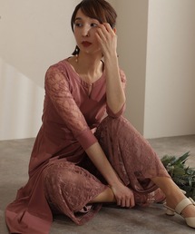 ミモレ丈&七分袖フォーマルパンツレイヤード大きいサイズ結婚式 パーティードレス オケージョンドレスお呼ばれ 二次会 成人式