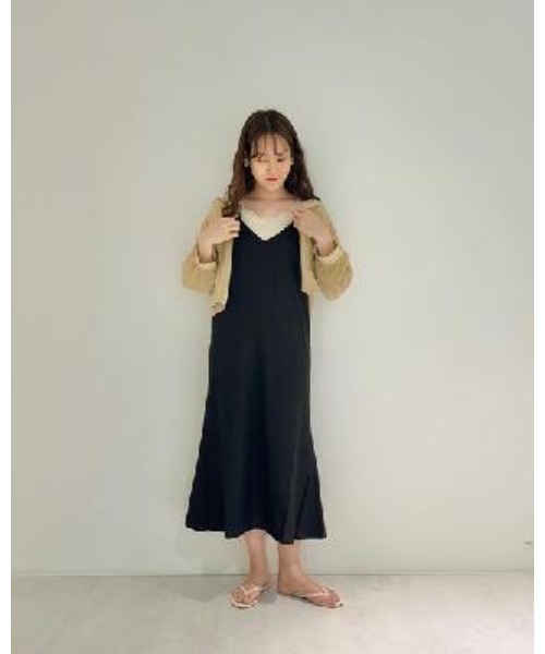 flower(フラワー)の「ナチュラルハングアウトワンピース(ワンピース・レディース・ブラック/ベージュ・FREE)」の13枚目の写真