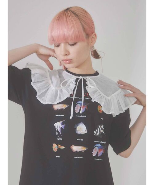merry jenny(メリージェニー)の「熱帯魚図鑑Tee(Tシャツ/カットソー・レディース・オフホワイト/ブラック・FREE)」の4枚目の写真