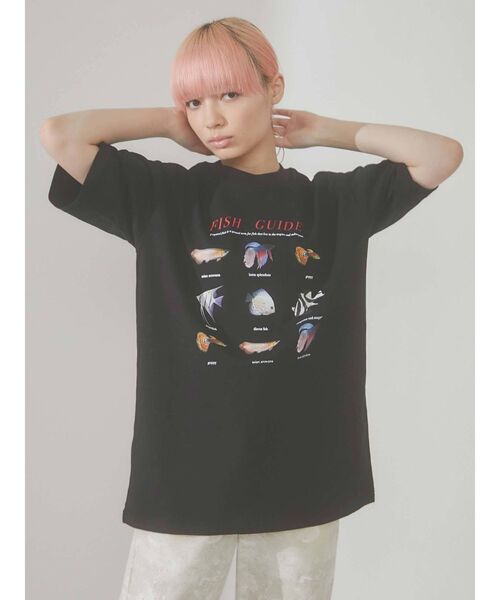 merry jenny(メリージェニー)の「熱帯魚図鑑Tee(Tシャツ/カットソー・レディース・オフホワイト/ブラック・FREE)」の5枚目の写真