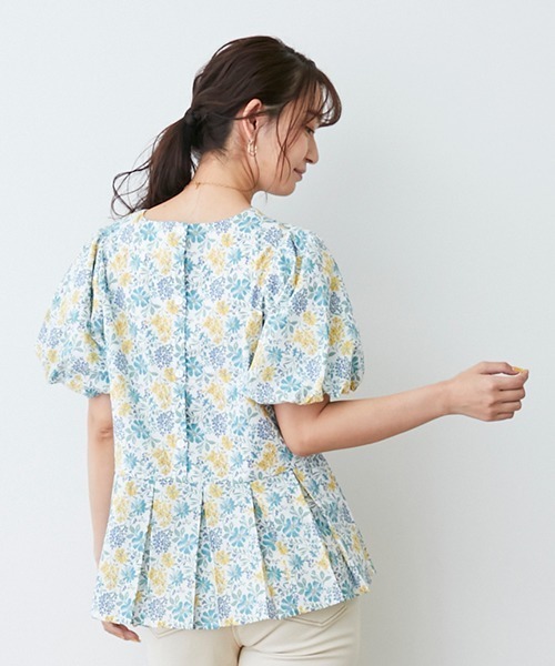 petit main LIEN（プティマインリアン）の「【リンク】花柄ペプラムブラウス（その他トップス・レディース・ターコイズブルー/ピンク・FREE）」の4枚目の写真
