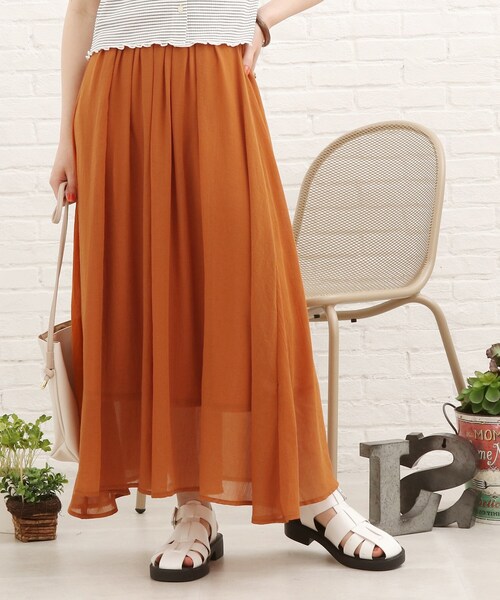 SHOO・LA・RUE（シューラルー）の「◆ボイルスギャザースカート（スカート・レディース・ピンク系/ネイビー/ブラック/オレンジ・00）」の4枚目の写真