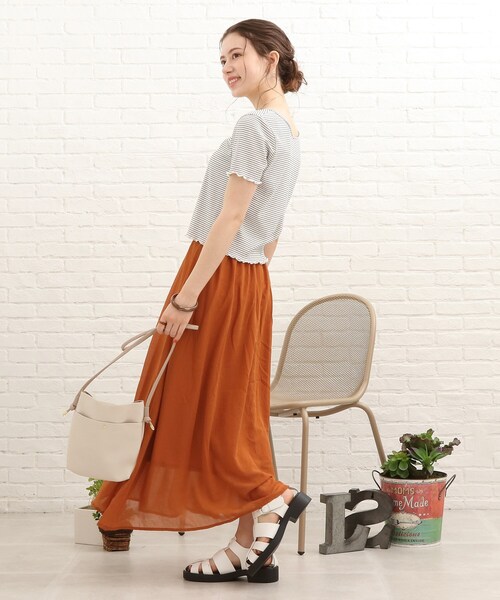 SHOO・LA・RUE（シューラルー）の「◆ボイルスギャザースカート（スカート・レディース・ピンク系/ネイビー/ブラック/オレンジ・00）」の8枚目の写真