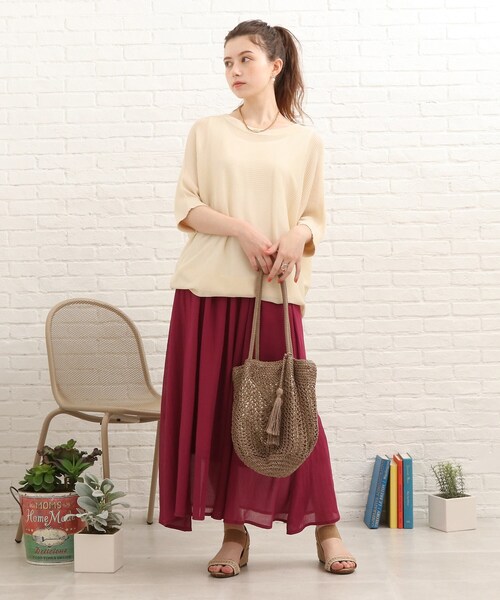 SHOO・LA・RUE（シューラルー）の「◆ボイルスギャザースカート（スカート・レディース・ピンク系/ネイビー/ブラック/オレンジ・00）」の9枚目の写真