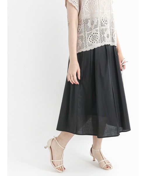 Te chichi(テチチ)の「ペーパーローンタックフレアスカート(スカート・レディース・グリーン/ピンク/ブラック・フリ-)」の2枚目の写真