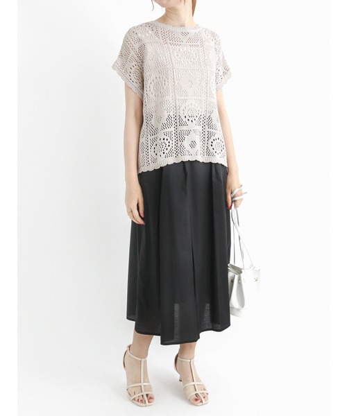 Te chichi(テチチ)の「ペーパーローンタックフレアスカート(スカート・レディース・グリーン/ピンク/ブラック・フリ-)」の9枚目の写真