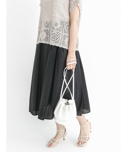 Te chichi(テチチ)の「ペーパーローンタックフレアスカート(スカート・レディース・グリーン/ピンク/ブラック・フリ-)」の10枚目の写真