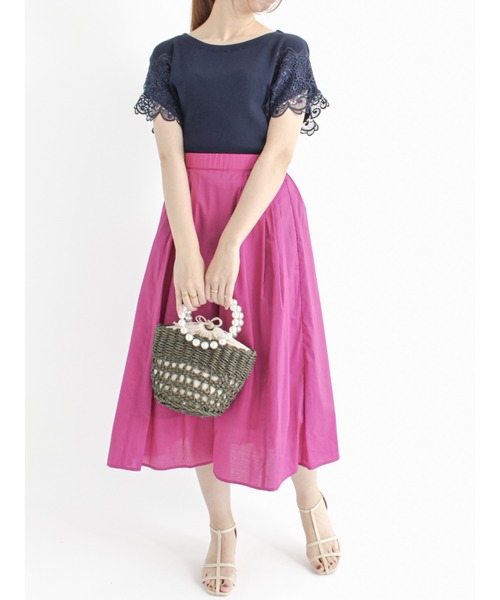 Te chichi(テチチ)の「ペーパーローンタックフレアスカート(スカート・レディース・グリーン/ピンク/ブラック・フリ-)」の5枚目の写真