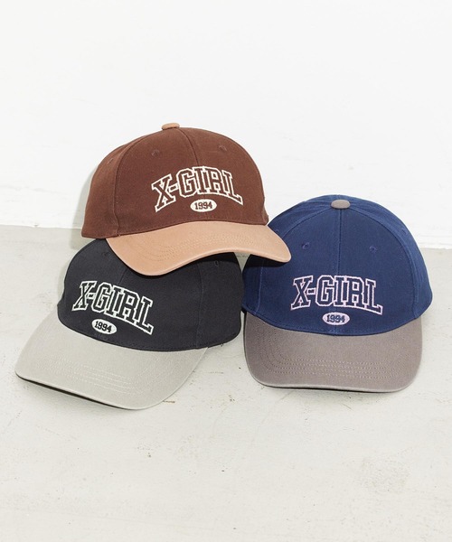 X-girl(エックスガール)の「COLLEGE LOGO CAP(キャップ・レディース・ブラック/ネイビー/ブラウン・ONE SIZE)」の6枚目の写真