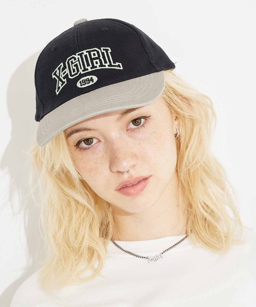 X-girl(エックスガール)の「COLLEGE LOGO CAP(キャップ・レディース・ブラック/ネイビー/ブラウン・ONE SIZE)」の4枚目の写真