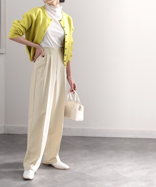 classicalelf(クラシカルエルフ)の「瞬時に美脚。ハイウエストダブルタックフレアセンタープレスパンツ(スラックス・レディース・チャコールグレー/ブラック/ホワイト系その他/ブラウン系その他/ブルー・SMALL/MEDIUM/LARGE/X-LARGE)」の14枚目の写真