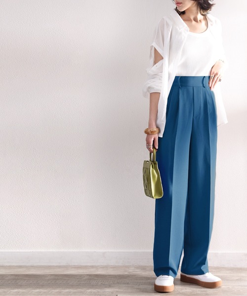 classicalelf(クラシカルエルフ)の「瞬時に美脚。ハイウエストダブルタックフレアセンタープレスパンツ(スラックス・レディース・チャコールグレー/ブラック/ホワイト系その他/ブラウン系その他/ブルー・SMALL/MEDIUM/LARGE/X-LARGE)」の21枚目の写真