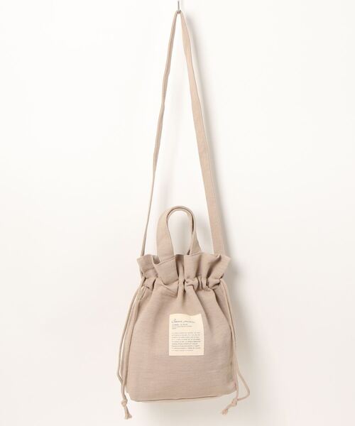 and it_（アンドイット）の「２way巾着バッグ（ショルダーバッグ・レディース・カーキ/ブルー/マスタード/バイオレット/グレイッシュベージュ/チャコール/ライラック/ペールイエロー/ライトグリーン/レッド系その他/グレー/ネイビー/オレンジ/ベージュ系その他/グリーン/ブラック系その他/レモンイエロー/ブルーパープル/ミント/グリーン系その他/ピンク系その他/ブルー系その他/ネイビー系/ライトイエロー/ブラック/ブルー系/グリーン系/オレンジ系/カーキ系/イエロー系/レッド系・FREE）」の5枚目の写真