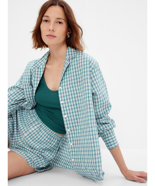 GAP(ギャップ)の「チェック パジャマシャツ(ルームウェア/パジャマ・レディース・グリーン/ピンク/ブルー・M/S/L/XS/XXS)」の2枚目の写真