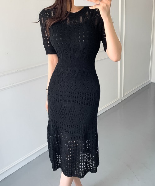 Wefst（ウェスト）の「【Wefst】サマージャガードワンピース（ワンピース・レディース・ホワイト/ブラック/ネイビー/ブルー・FREE）」の3枚目の写真