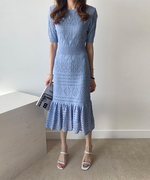 Wefst（ウェスト）の「【Wefst】サマージャガードワンピース（ワンピース・レディース・ホワイト/ブラック/ネイビー/ブルー・FREE）」の5枚目の写真