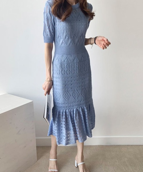 Wefst（ウェスト）の「【Wefst】サマージャガードワンピース（ワンピース・レディース・ホワイト/ブラック/ネイビー/ブルー・FREE）」の6枚目の写真