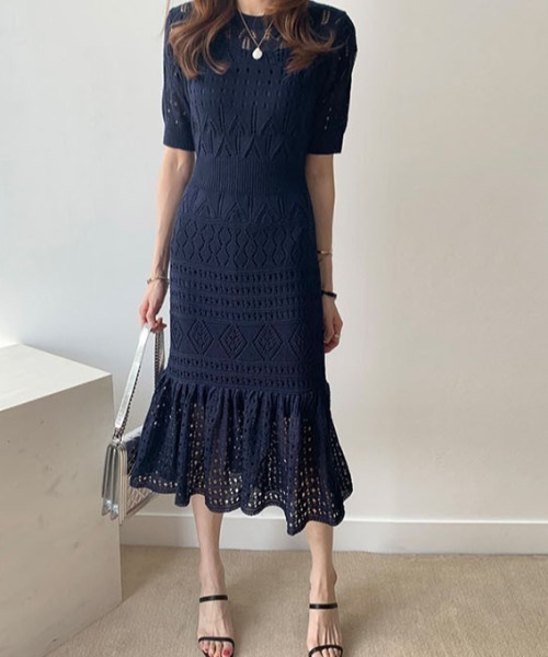 Wefst（ウェスト）の「【Wefst】サマージャガードワンピース（ワンピース・レディース・ホワイト/ブラック/ネイビー/ブルー・FREE）」の11枚目の写真