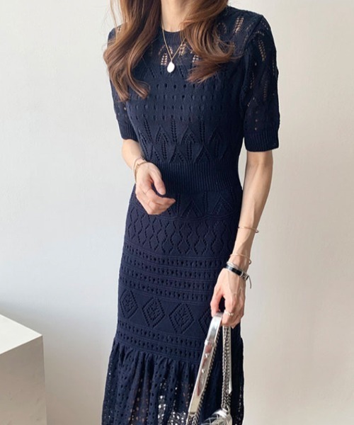 Wefst（ウェスト）の「【Wefst】サマージャガードワンピース（ワンピース・レディース・ホワイト/ブラック/ネイビー/ブルー・FREE）」の13枚目の写真