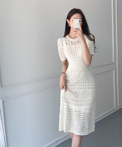 Wefst（ウェスト）の「【Wefst】サマージャガードワンピース（ワンピース・レディース・ホワイト/ブラック/ネイビー/ブルー・FREE）」の17枚目の写真