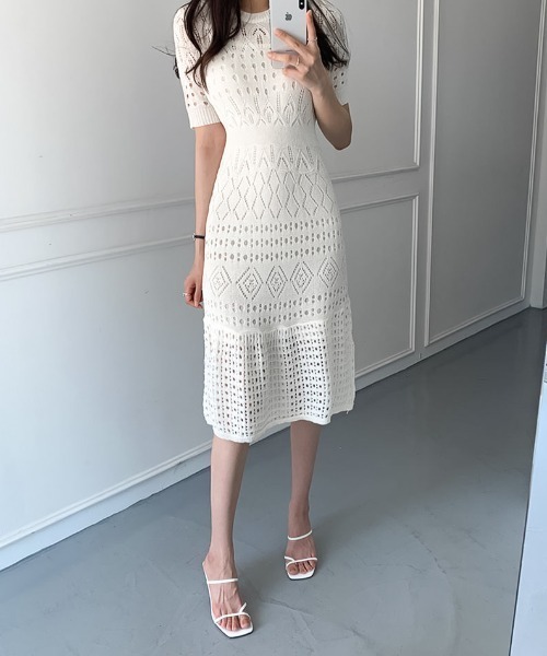 Wefst（ウェスト）の「【Wefst】サマージャガードワンピース（ワンピース・レディース・ホワイト/ブラック/ネイビー/ブルー・FREE）」の18枚目の写真