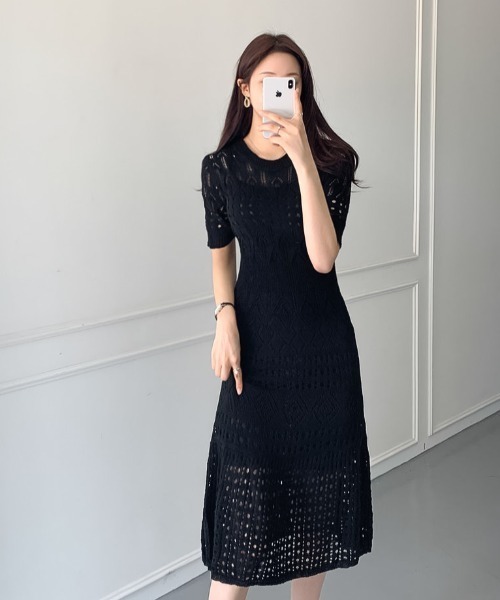 Wefst（ウェスト）の「【Wefst】サマージャガードワンピース（ワンピース・レディース・ホワイト/ブラック/ネイビー/ブルー・FREE）」の16枚目の写真