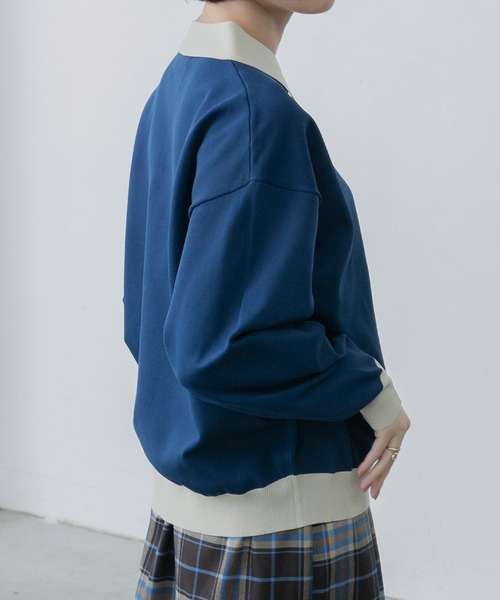 BONLECILL(ボンルシール)の「ニットポロプルオーバー(ニット/セーター・レディース・ブラック/ブルー/ネイビー/レッド/モスグリーン/オレンジ/アイボリー/ホワイト×ブラック・FREE)」の12枚目の写真